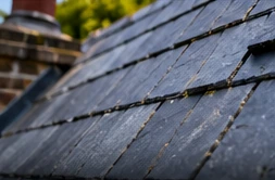 Close view of natural slate roof covering