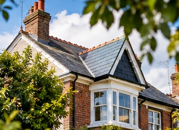 Traditional pitched roof and chimney on a period property